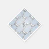 ヴィンテージエンジェルズインスカイブルーフローライニシャルモノグラム スタンダードカクテルナプキン (角)