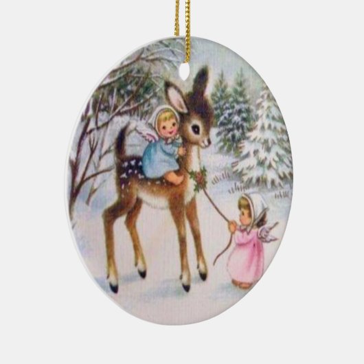 ヴィンテージエンジェルズウィズクリスマスベビー鹿 セラミックオーナメント (右)