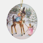 ヴィンテージエンジェルズウィズクリスマスベビー鹿 セラミックオーナメント (左)