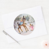 ヴィンテージエンジェルズウィズクリスマスベビー鹿 ラウンドシール (封筒)