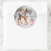 ヴィンテージエンジェルズウィズクリスマスベビー鹿 ラウンドシール (バッグ)