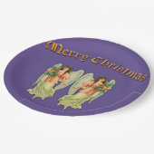 ヴィンテージエンジェルズオンブルークリスマス ペーパープレート (アングル)