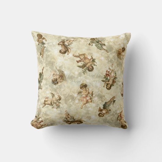 ヴィンテージエンジェルズキラキラ金ゴールドID136 クッション (正面)