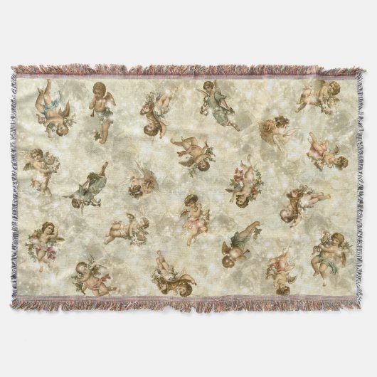 ヴィンテージエンジェルズキラキラ金ゴールドID136 スローブランケット (正面)