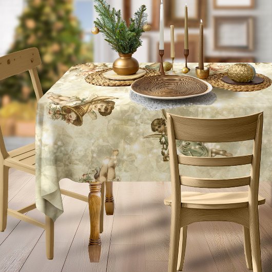 ヴィンテージエンジェルズキラキラ金ゴールドID136 テーブルクロス