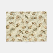 ヴィンテージエンジェルズキラキラ金ゴールドID136 フリースブランケット (正面(横))