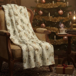 ヴィンテージエンジェルズキラキラ金ゴールドID136 フリースブランケット