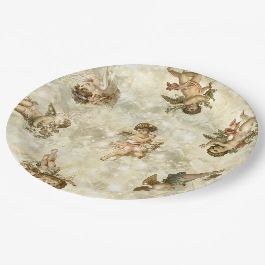 ヴィンテージエンジェルズキラキラ金ゴールドID136 ペーパープレート (アングル)