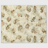 ヴィンテージエンジェルズキラキラ金ゴールドID136 ラッピングペーパー (フラット)