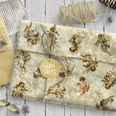 ヴィンテージエンジェルズキラキラ金ゴールドID136 ラッピングペーパー