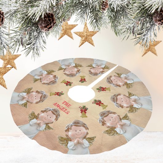 ヴィンテージエンジェルズクリスマスフェスティバル ブラッシュドポリエステルツリースカート