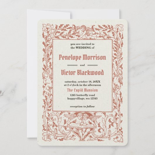ヴィンテージエンジェルズフレーム結婚式招待状 招待状 (正面)