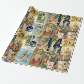 ヴィンテージエンジェルビクトリアンクリスマスカードコラージュ ラッピングペーパー (アンロールド)