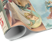 ヴィンテージエンジェルビクトリアンクリスマスカードコラージュ ラッピングペーパー (ロールコーナー)