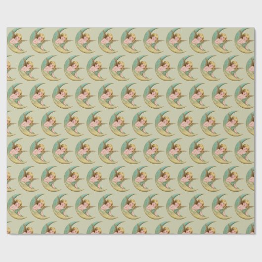 ヴィンテージエンジェルビクトリアンデザインクリスマスギフトラップ ラッピングペーパー (フラット)