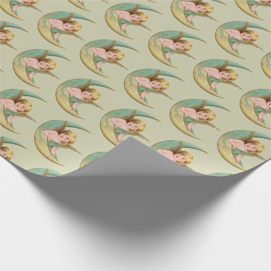 ヴィンテージエンジェルビクトリアンデザインクリスマスギフトラップ ラッピングペーパー (角)