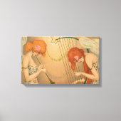 ヴィンテージエンジェルビクトリアンミュージシャンフルートハープ キャンバスプリント (正面)