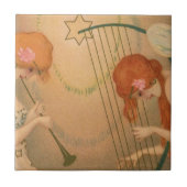 ヴィンテージエンジェルビクトリアンミュージシャンフルートハープ タイル (正面)