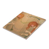 ヴィンテージエンジェルビクトリアンミュージシャンフルートハープ タイル (側面)