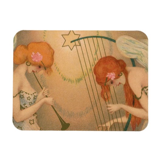 ヴィンテージエンジェルビクトリアンミュージシャンフルートハープ マグネット (横)