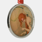 ヴィンテージエンジェルビクトリアンミュージシャンフルートハープ メタルオーナメント (右)