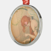 ヴィンテージエンジェルビクトリアンミュージシャンフルートハープ メタルオーナメント (左)