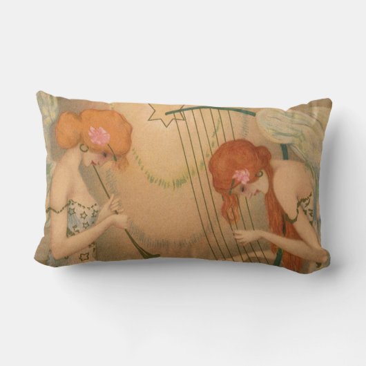 ヴィンテージエンジェルビクトリアンミュージシャンフルートハープ ランバークッション (裏面)