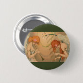 ヴィンテージエンジェルビクトリアンミュージシャンフルートハープ 缶バッジ (正面&裏面)