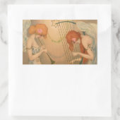 ヴィンテージエンジェルビクトリアンミュージシャンフルートハープ 長方形シール (バッグ)