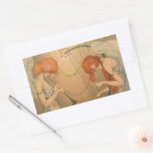 ヴィンテージエンジェルビクトリアンミュージシャンフルートハープ 長方形シール (封筒)