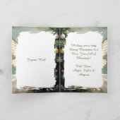 ヴィンテージエンジェルフェアリーがクリスマスツリーに星を飾る カード (内部)