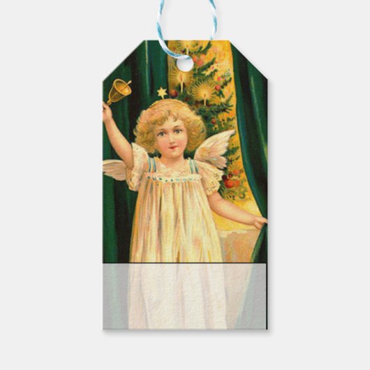 ヴィンテージエンジェルリングや輪ズインクリスマス ギフトタグ (正面)