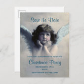 ヴィンテージエンジェルレトロクリスマス保存日付 案内ポストカード (正面/裏面)