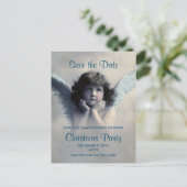 ヴィンテージエンジェルレトロクリスマス保存日付 案内ポストカード (スタンド正面)