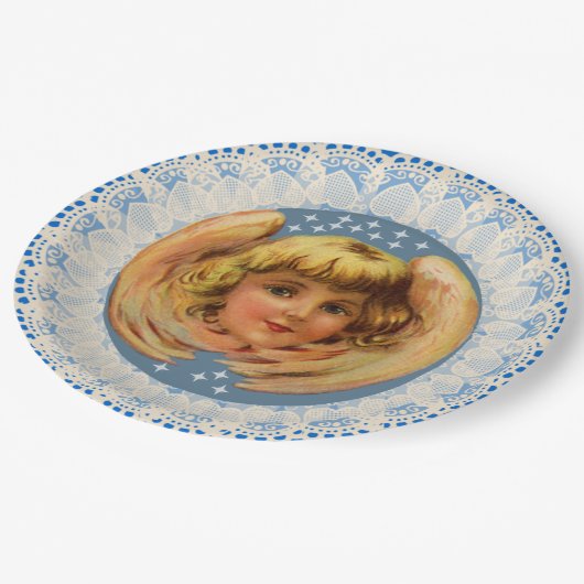 ヴィンテージエンジェルレーストリム ペーパープレート (アングル)