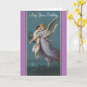 ヴィンテージエンジェル及び子供誕生日カード カード (黄色い花)