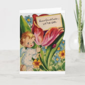 ヴィンテージエンジェル小さな女の子イースターカード シーズンカード (正面)