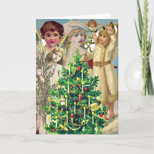 ヴィンテージエンジェル祝ズのクリスマスグリーティングカード カード (正面)
