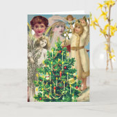 ヴィンテージエンジェル祝ズのクリスマスグリーティングカード カード (黄色い花)