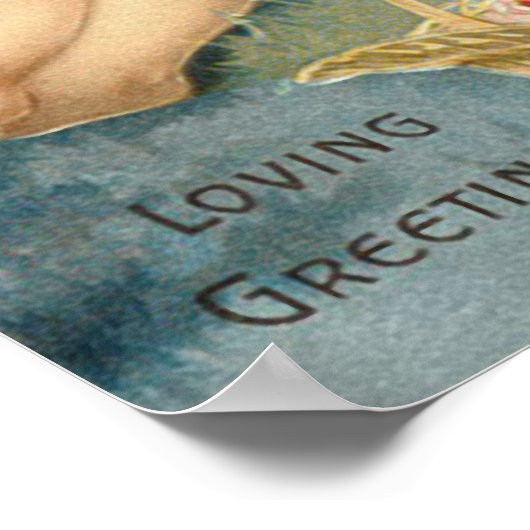 ヴィンテージエンジェル素晴らしフローラ挨拶 ポスター (角)