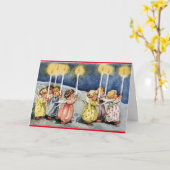 ヴィンテージエンジェル誕生日カード カード (黄色い花)