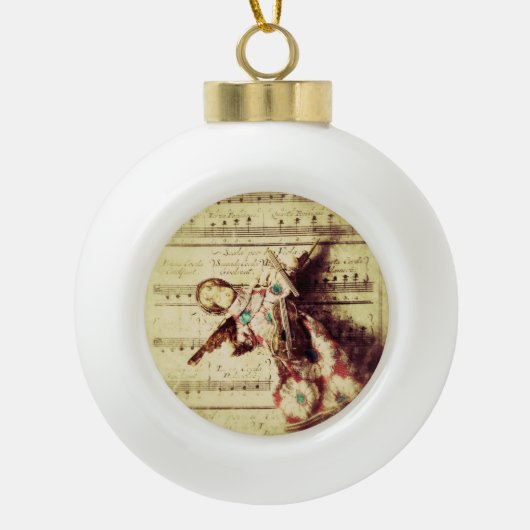ヴィンテージエンジェル音楽セラミックオーナメント セラミックボールオーナメント (正面)