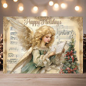 ヴィンテージエンジェル音楽ノートクリスマス シーズンカード