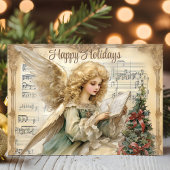 ヴィンテージエンジェル音楽ノートクリスマス シーズンカード