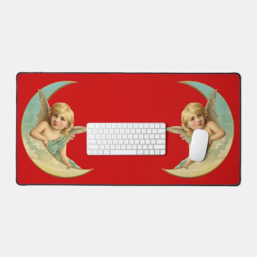 ヴィンテージエンジェル・イン・ムーン デスクマット (キーボード&マウス)