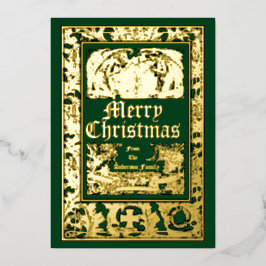 ヴィンテージエンジェル&ザクロ縁どスクリスマス 箔シーズンカード