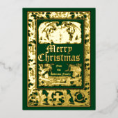 ヴィンテージエンジェル&ザクロ縁どスクリスマス 箔シーズンカード (正面)