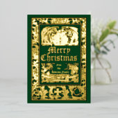 ヴィンテージエンジェル&ザクロ縁どスクリスマス 箔シーズンカード (立ち正面)