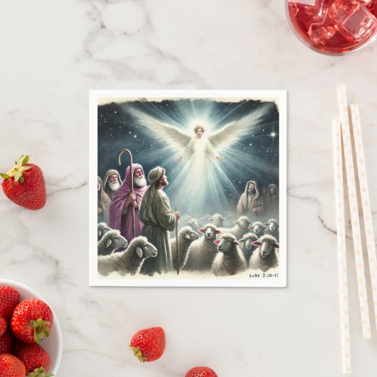 ヴィンテージエンジェル&シェパード出生デクページ スタンダードカクテルナプキン (インサイチュ)