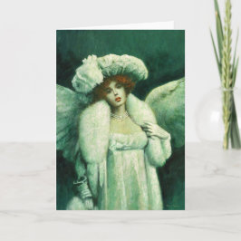 ヴィンテージエンジェル（白いグリーティングカード） サンキューカード